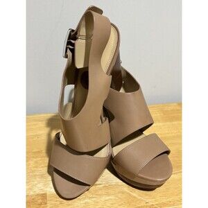 Michael Kors Carla Platform Leather Strap High Block Heels Sz 8